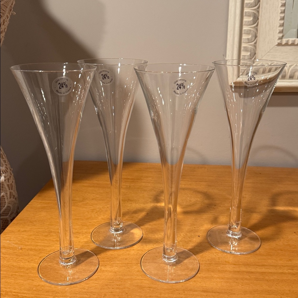 Cristal d’Arques Crystal Sélection Champagne glasses. Set of 4 Made in France